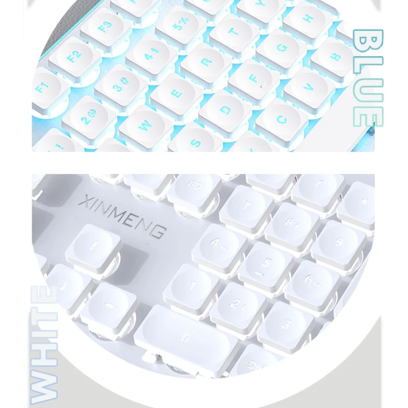 Xinmeng Dual-Mode Keyboard – 104-Key Linear/Tactile Switches, Water-Drop Keycaps, Silent Typing, LED Backlight, Metal Panel - Image 9