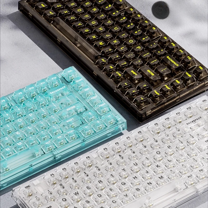 Xinmeng Triple-Mode Mechanical Keyboard – 82-Key Compact Layout, Crystal Transparent Keycaps, Linear White Jade / Ice Salt Switches, RGB Backlight, Wired / Bluetooth / 2.4G Wireless X75 - Image 6